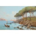 D Ardito Pair framed gouache, signed, dated 1902 and 1903 'Italian Coastal Landscapes' 29cm x 42cm