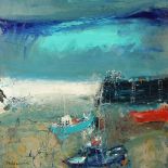 Nael Hanna (Scottish/Iraqi born 1959) ARR Framed oil on board, signed 'Fishing Boats Crail' 75cm x