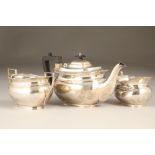 Three piece silver tea service, Assay marked Sheffield 1933. Total weight 1107g