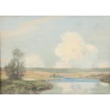 George Houston RSA RSW (Scottish 1869-1947) Framed oil on board, signed 'On the River Naver,