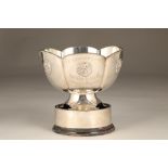 Silver bowl with embossed floral decoration, 'Ayr Flower Show, The Cyril Russell Memorial Trophy;
