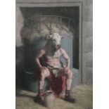 Paul Reid (Scottish born 1975) ARR Framed oil on canvas, signed 'Minotaur' 60cm x 40cm Provenance: