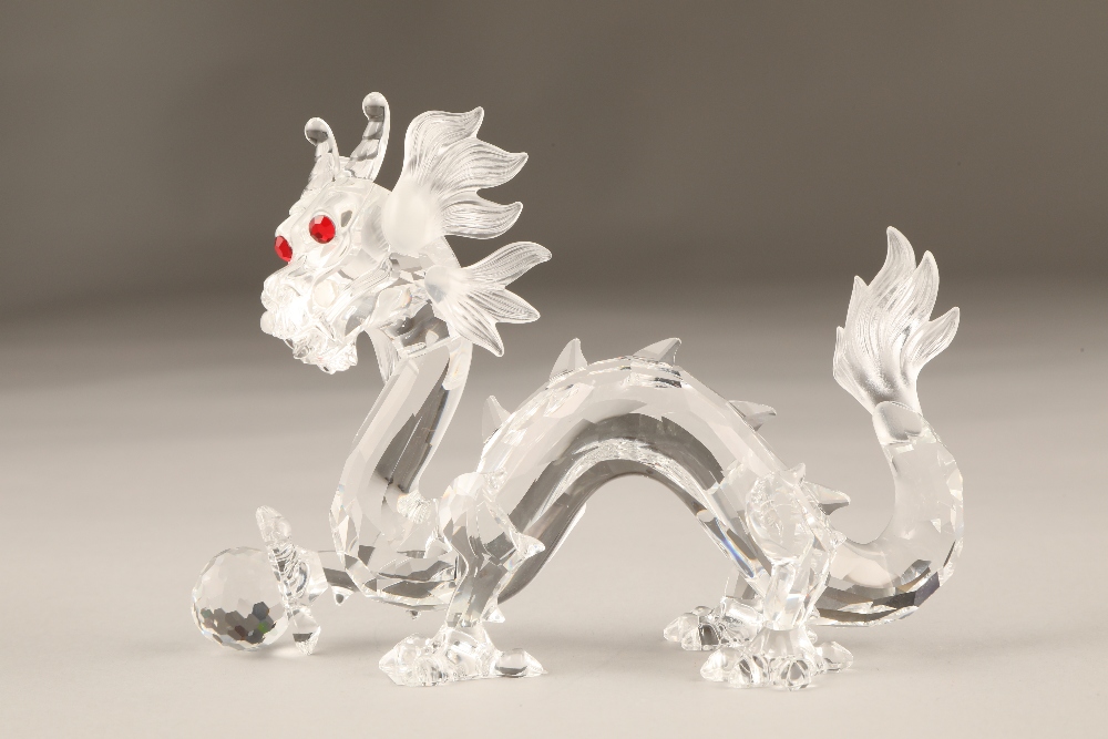 Swarovski crystal figure, 'Fabulous Creatures' The Dragon, boxed with papers. 13.5cm long 9.5cm