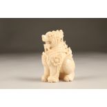 A magnificently carved 19th century carved ivory dog of fo with intricate detail. 10.5cm high