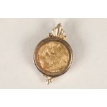 Gold half sovereign 1915 in a 9 carat gold pendant mount. Total weight 6.6g