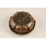 Chinese bronze incense burner in lotus flower form, makers mark to base 45cm diameter