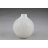 Lalique Espalion pattern opaque glass vase, fern leaf design circa 1930's. Etched R. Lalique