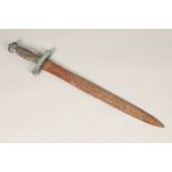 American model 1832 ames artillery short sword, double edged 8cm blade, brass crossguard, fish scale