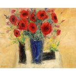 Nael Hanna (Scottish/Iraqi born 1959) ARR Framed oil on canvas, signed 'Poppies in a Blue Vase' 80cm