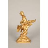 19th century French ormolu figure, of a Putti, sitting on a wing stretched eagles back. 28.5cm high