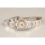 Ladies stainless steel Tudor wrist watch, Princess quartz, oyster date, mother of pearl dial,