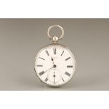 19th century continental silver cased pocket watch by Armand Geneve, white enamel dial. Seconds