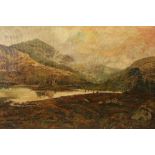 Scottish 19th century School Gilt framed oil on canvas 'Kilchurn Castle - Loch Awe' 50cm x 75cm