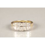 Ladies 18 carat gold diamond double row eternity ring, two rows of seven princess cut diamonds,