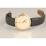 Gents 9ct gold Omega wrist watch, cream dial with gilt baton hour marks, seconds subsidiary dial,