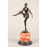 Fine modern art deco bronze lady figure, 'A dancing girl' after Dominique Alonzo raised on a black