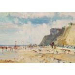 Geoffrey Chatten (British born 1938) ARR Framed oil on board, signed 'Beach Scene' 29cm x 39cm