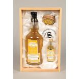 Cased Signatory Vintage Scotch Whisky set. Features a 25 year old 70cl bottle of Silent Stills,