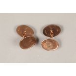 Pair gents 9 carat gold oval cufflinks. Total weight 5.8g