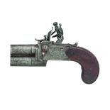 ǂA 28 BORE FLINTLOCK OVER-AND-UNDER TAP-ACTION POCKET PISTOL BY H.W.MORTIMER, LONDON, GUNMAKER TO HI