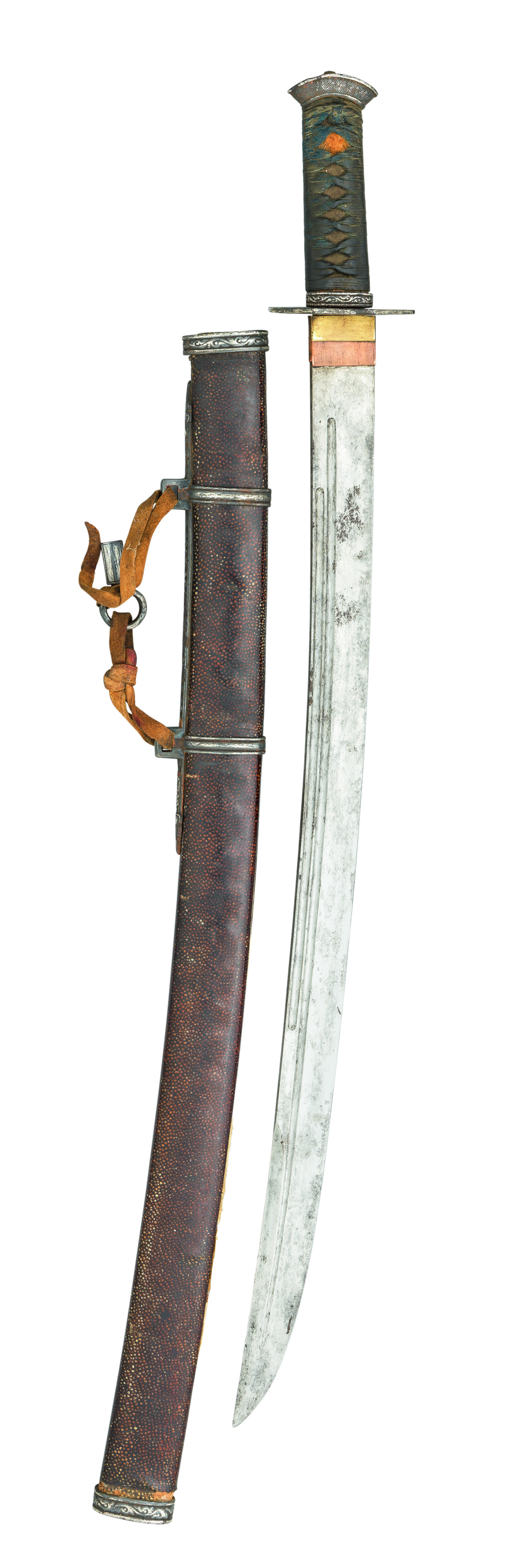 A CHINESE SWORD (DAO) WITH SILVERED IRON MOUNTS, QING DYNASTY, 18TH/19TH CENTURY