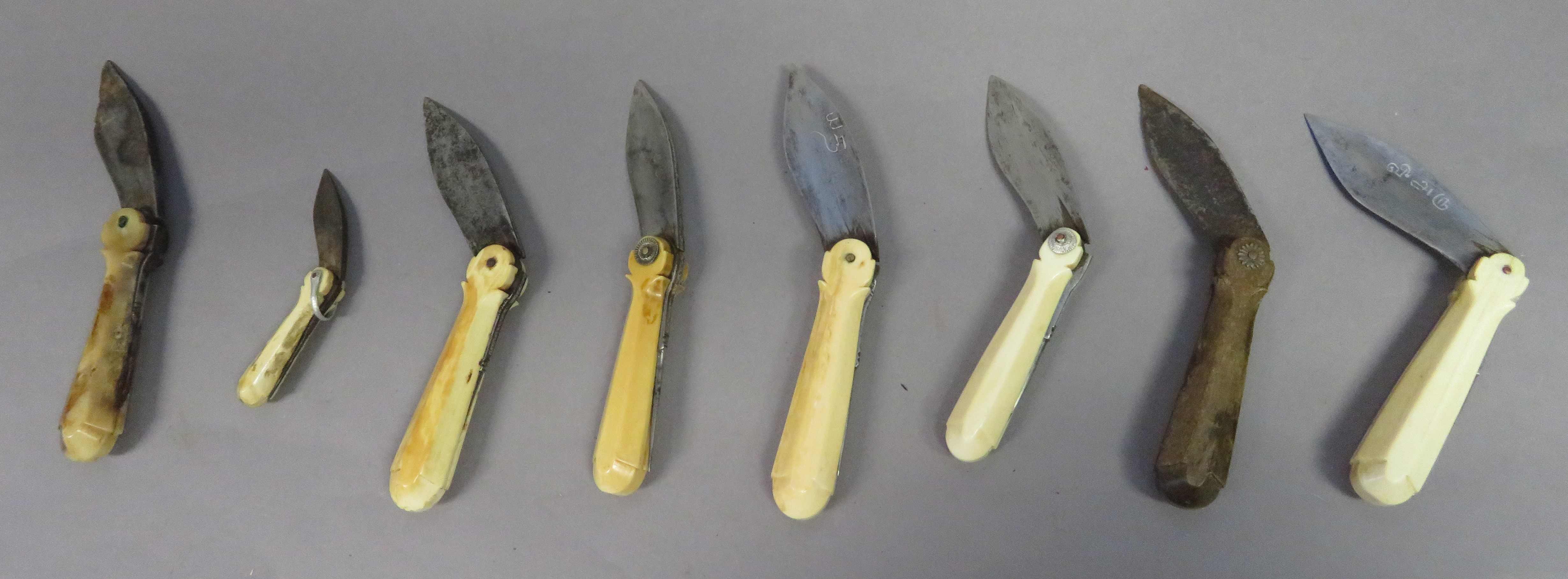 ˜EIGHT INDIAN CHETTIAH PALM LEAF SCRIBES KNIVES, TAMIL NADU, LATE 19TH/EARLY 20TH CENTURY