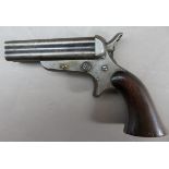 A .30 CALIBRE RIM-FIRE FOUR-BARRELLED SHARPS PATENT PISTOL BY SHARPS & HANKINS, PHILADELPHIA PENN, N