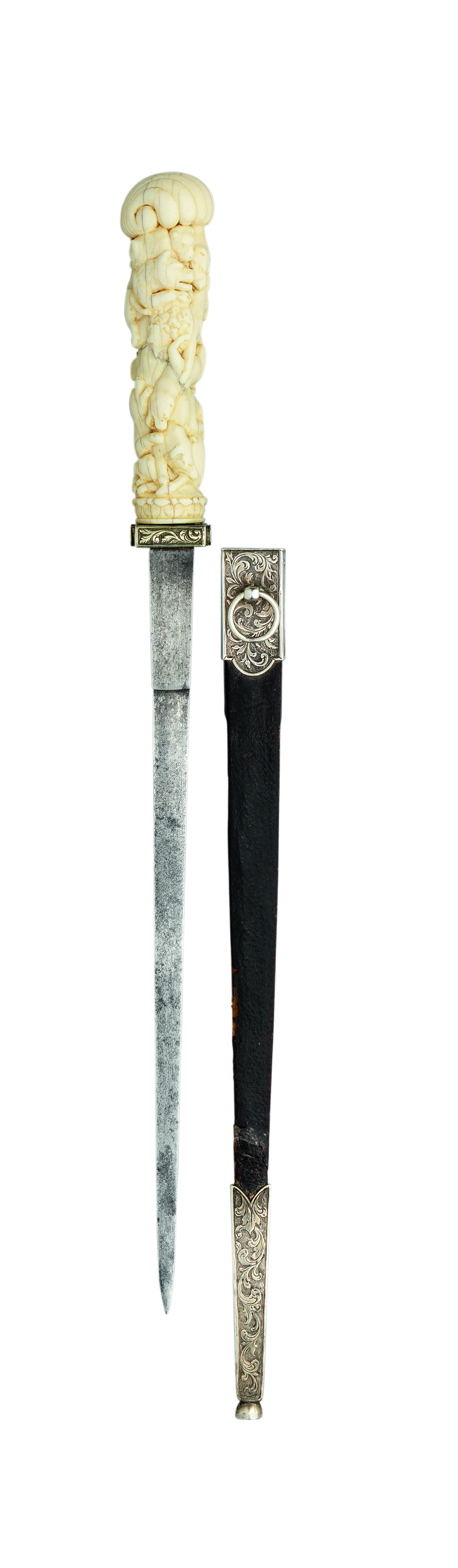 ˜A FINE SOUTH GERMAN DAGGER WITH CARVED IVORY HILT, SECOND QUARTER OF THE 18TH CENTURY