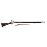 A 10-BORE FLINTLOCK MILITIA MUSKET OF INDIA PATTERN TYPE BY CLARK, LONDON, TOWER PROOF, LATE 18TH CE