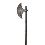 AN OTTOMAN AXE, 18TH CENTURY, PROBABLY TURKEY, WITH LATER DECORATION