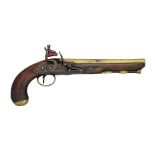 ǂA 22 BORE FLINTLOCK PISTOL OF MAIL COACH TYPE, SIGNED H.W.MORTIMER, LONDON, GUNMAKER TO HIS MAJESTY