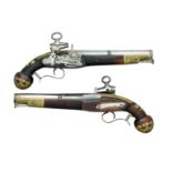 A PAIR OF 14 BORE SPANISH MIQUELET-LOCK PISTOLS, RIPOLL, MID-18TH CENTURY