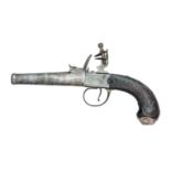 Property from the Estate of Patrick Kelly A 50 BORE SILVER-MOUNTED FLINTLOCK TURN-OFF PISTOL, CIRCA
