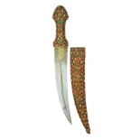 ˜AN OTTOMAN CORAL-AND TURQUOISE-MOUNTED DAGGER (JAMBIYA), NORTH AFRICA, MID-19TH CENTURY