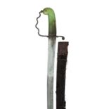 AN INDIAN SWORD (SHAMSHIR) WITH GREEN HARDSTONE HILT, MID-19TH CENTURY