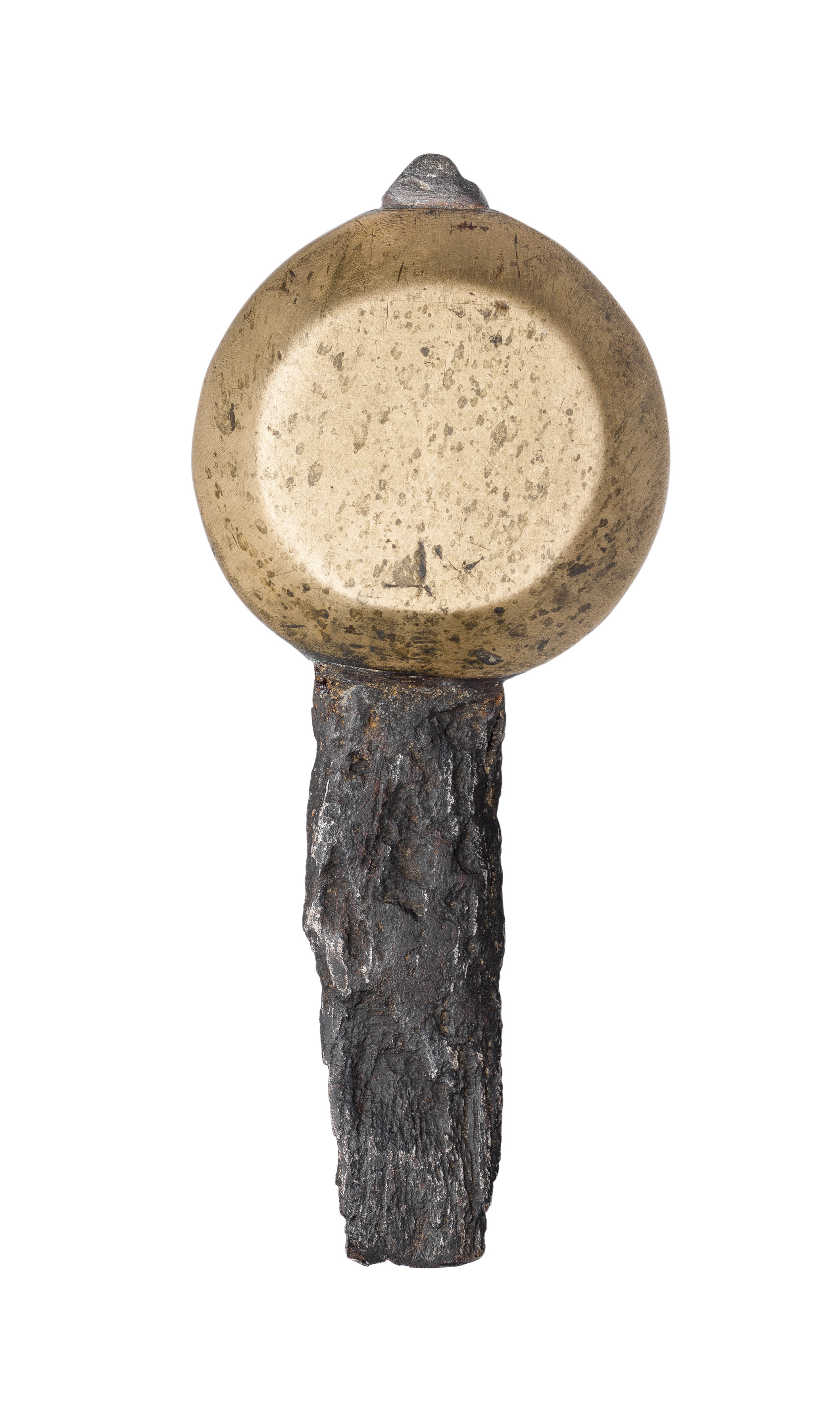 A RARE MEDIEVAL SWORD TANG WITH LATTEN POMMEL, 15TH CENTURY