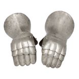 **A PAIR OF ITALIAN MITTEN GAUNTLETS, THE CUFFS EARLY 16TH CENTURY