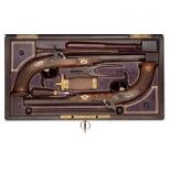 A FINE CASED PAIR OF PRESENTATION 0.236 CALIBRE FRENCH PERCUSSION GALLERY OR TARGET PISTOLS BY LE PA