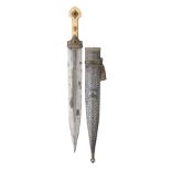 ˜A FINE CAUCASIAN SILVER-MOUNTED DAGGER (KINDJAL), GEORGIA, TIBLISI ASSAY MARKS, DATED 1870