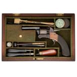 A CASED 120 BORE JAMES WEBLEY 'LONGSPUR' FIRST MODEL SIX-SHOT SINGLE-ACTION PERCUSSION POCKET REVOLV