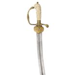 ˜A GERMAN IVORY-MOUNTED HUNTING SWORD, LATE 18TH CENTURY AND ANOTHER, MID-18TH CENTURY