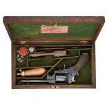 A CASED 54 BORE BEAUMONT ADAMS PATENT FIVE-SHOT PERCUSSION REVOLVER, NO. 40,678, CIRCA 1860