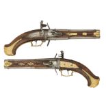 A RARE PAIR OF 25 BORE AUSTRIAN FLINTLOCK WENDER PISTOLS BY FRIEDR. RIES, CIRCA 1730