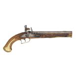 A 28 BORE POLISH FLINTLOCK HOLSTER PISTOL BY I. G. SCHWARTZ A OHLAU, CIRCA 1760