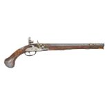 A FINE 20 BORE FRENCH FLINTLOCK HOLSTER PISTOL BY LAROCHE A PARIS, CIRCA 1740