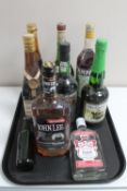 A tray of alcohol - special reserve port, John Lee Whisky,