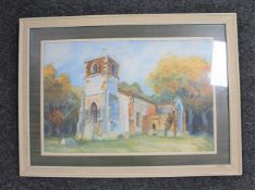 A late twentieth century watercolour depicting a church by Robert Gernhan dated 1980