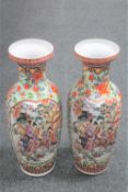 A pair of tall 20th century Japanese baluster vases