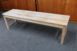 A pine slatted bench