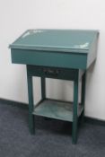 A continental hand painted clerks desk on stand fitted with a drawer